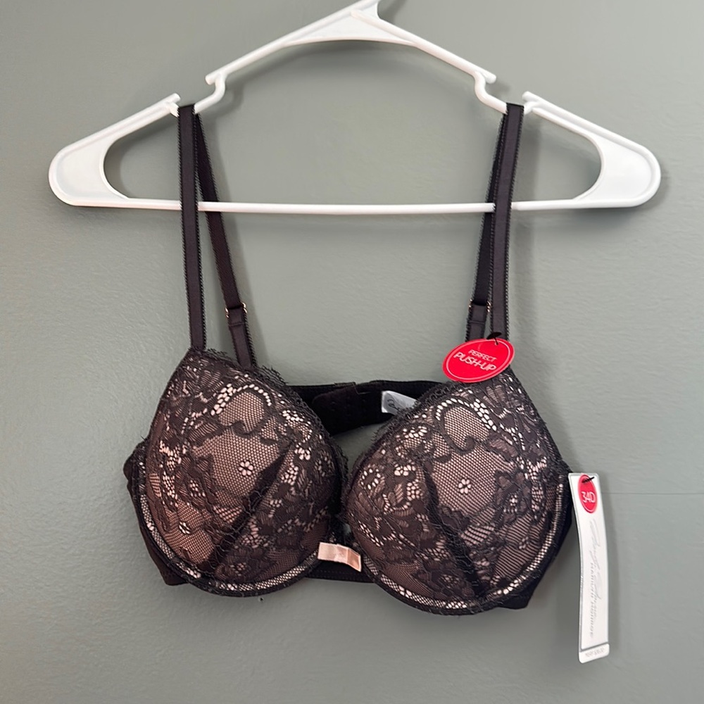 NWT 34D Charcoal Gray Lace Bra